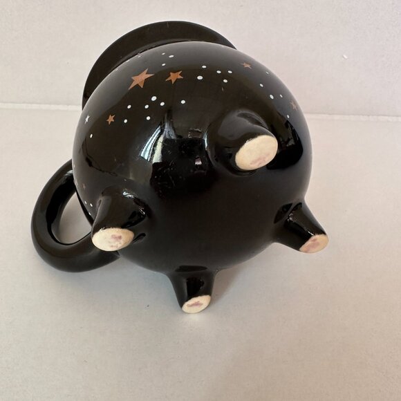 Coffee Mug Ceramic Cup Black w/ Gold & Blue Stars 10 oz - Picture 5 of 6